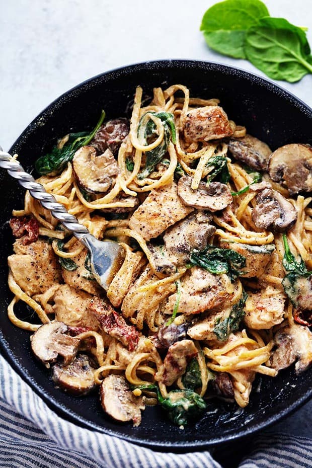 One Pot Creamy Chicken Mushroom Florentine