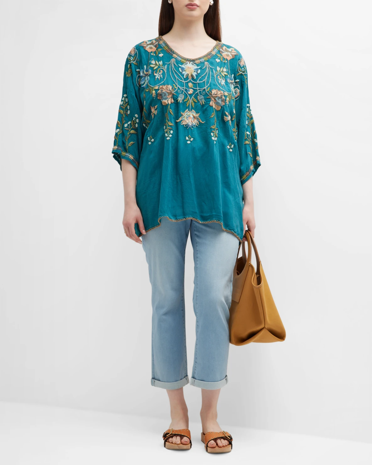 Plus Size Millicent Floral-Embroidered Blouse
