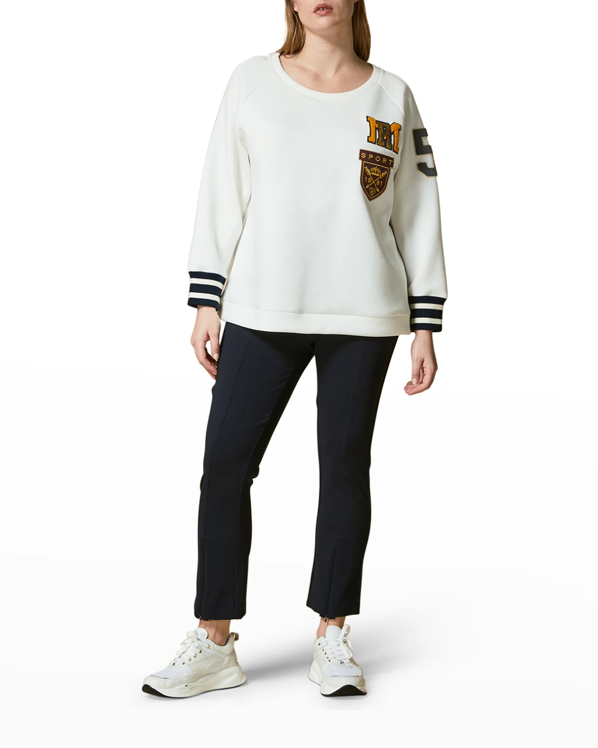 Plus Size Occhaire Applique Scuba Sweatshirt
