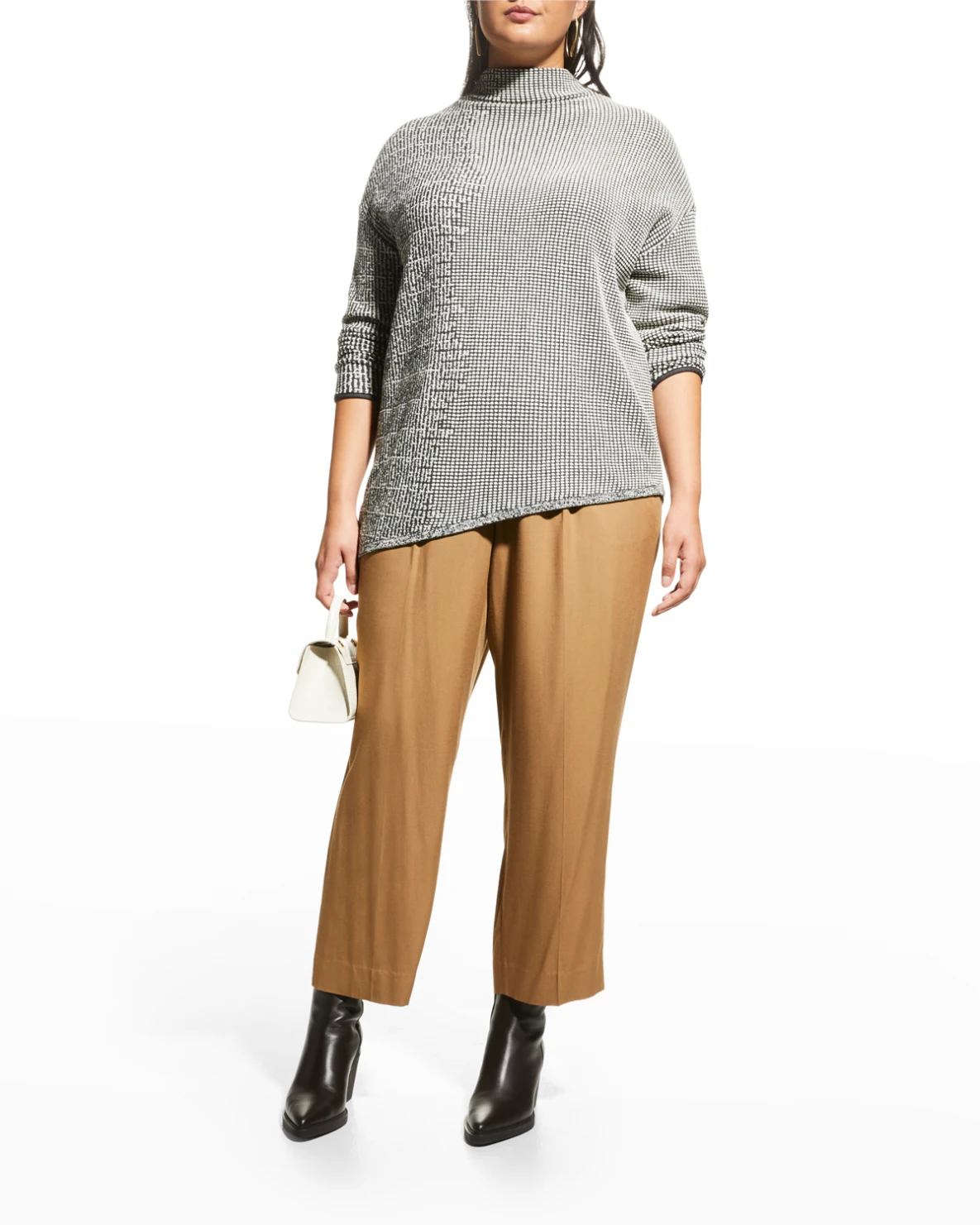 Plus Size Pixel Asymmetric Turtleneck Sweater
