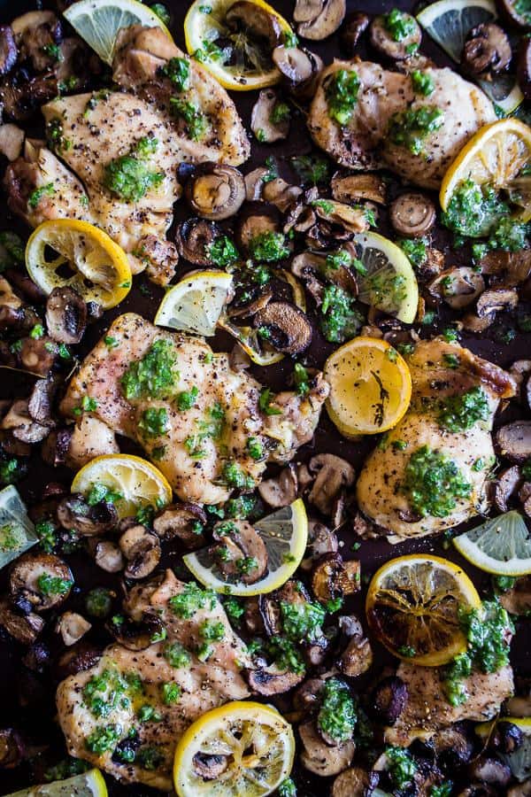 Sheet Pan Garlic Lemon Chicken and Mushrooms