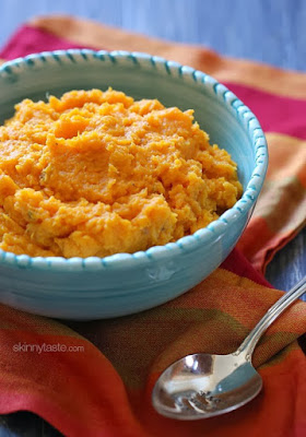 Slow Cooker Garlic Mashed Sweet Potatoes