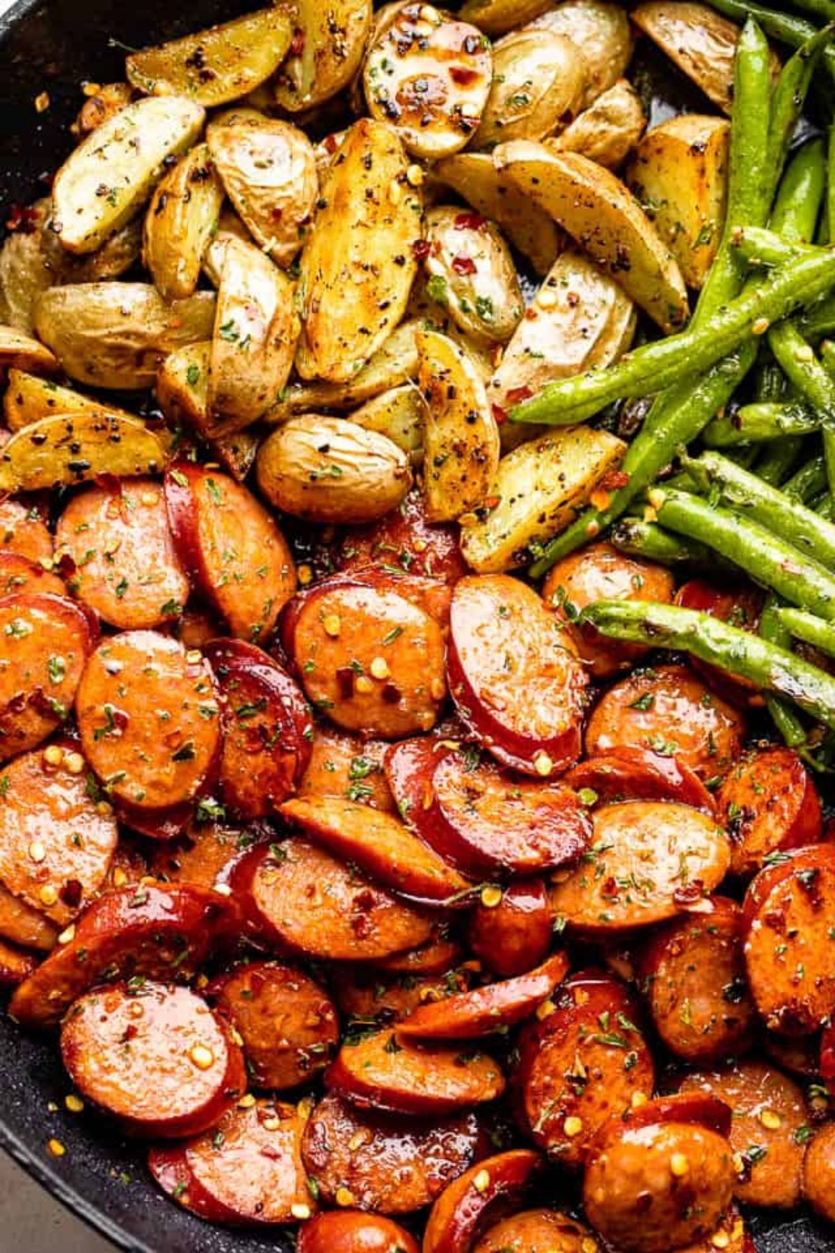 Smoked Sausage with Potatoes and Green Beans
