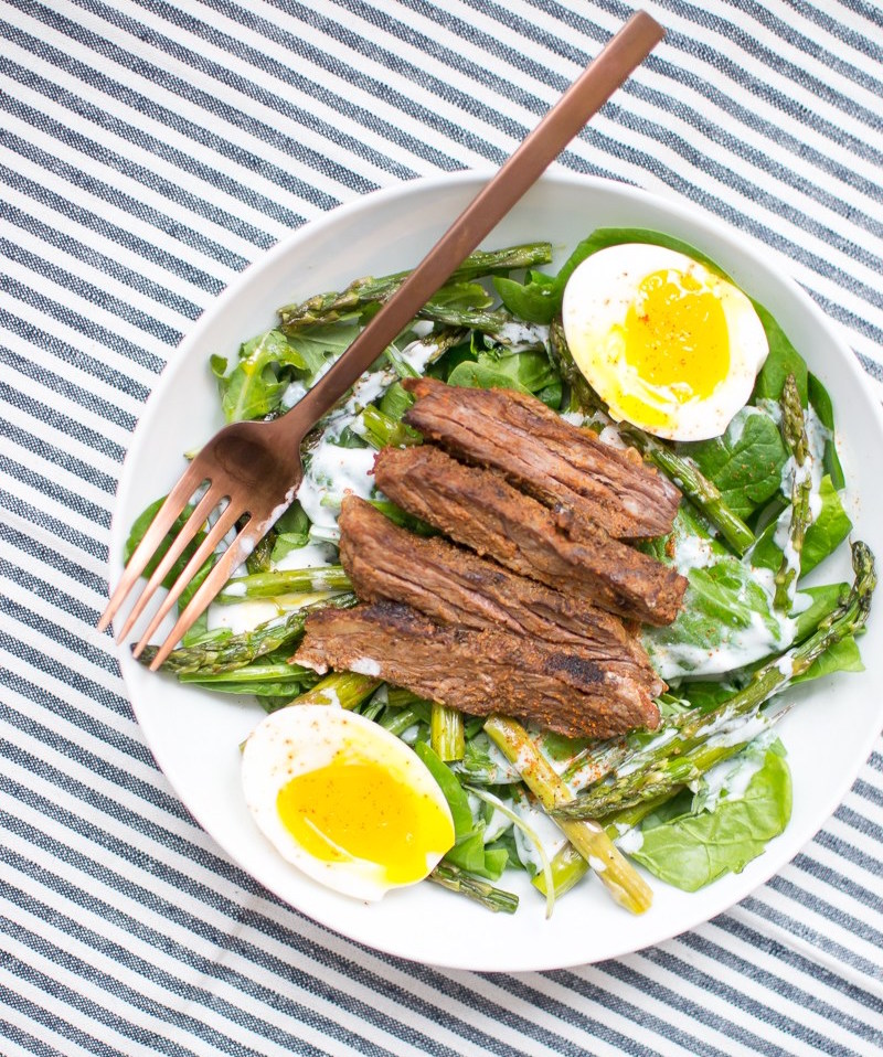 Spring Steak Salad with Soft Boiled Eggs