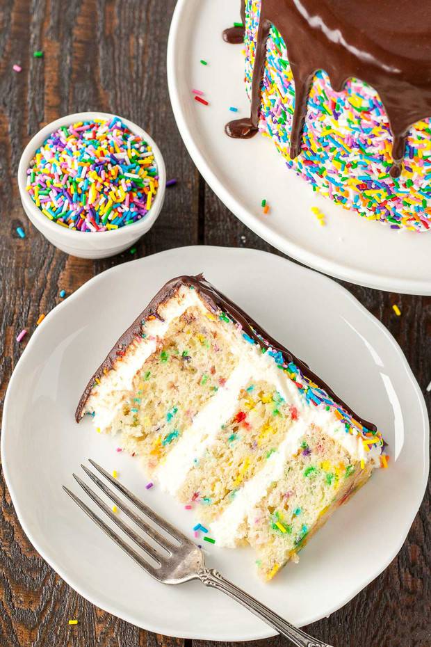 Sprinkle Studded Funfetti Cake