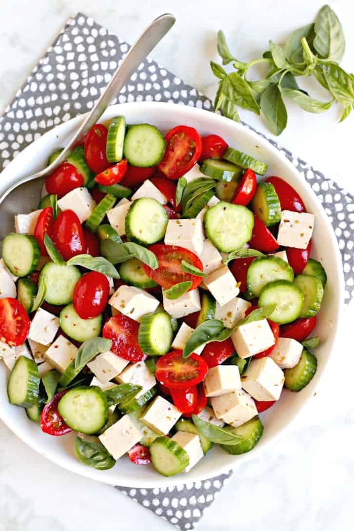 Tomato Cucumber Feta Salad (Vegan)