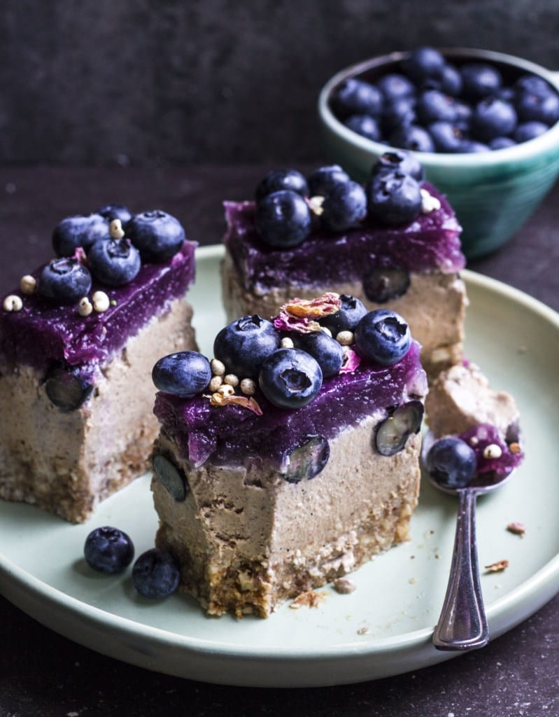 Almond Butter Mousse and Blueberry Jelly Slice