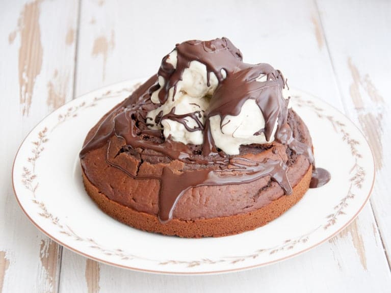 Chocolate Lovers Cake with Banana Ice Cream and Chocolate Hard Shell