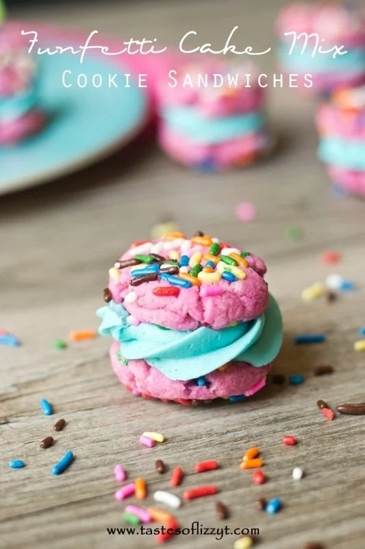 Funfetti cake mix cookie sandwiches