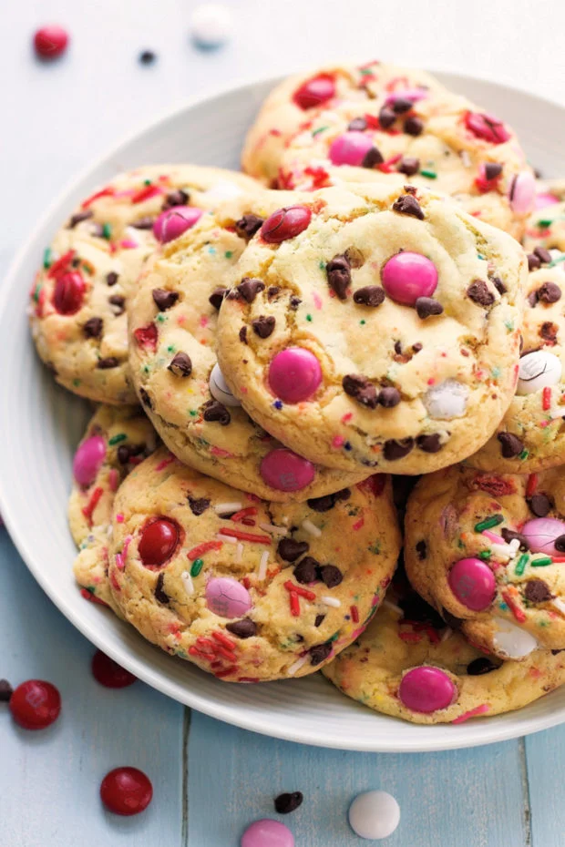 M&Ms cake batter cookies