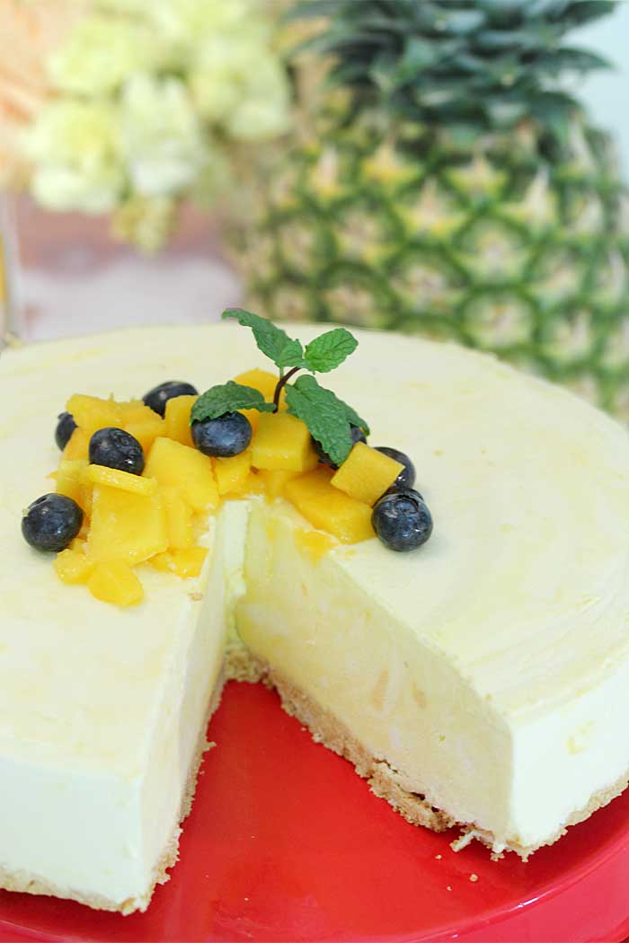 Mango Pineapple Icebox Cheesecake