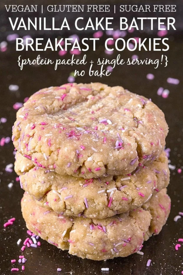 No bake vanilla cake batter breakfast cookies