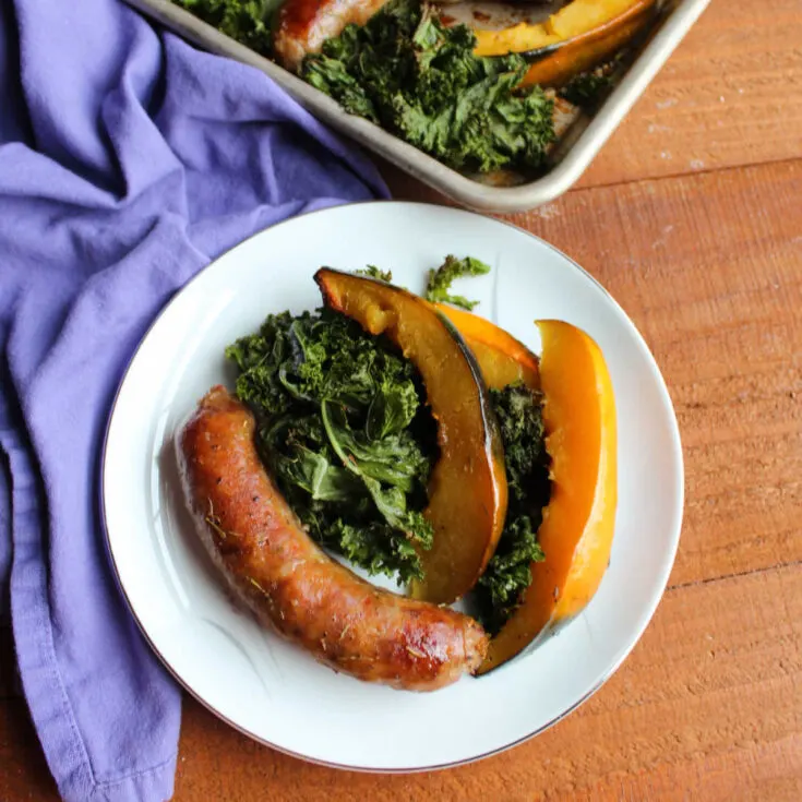 Sausage Kale and Acorn Squash Sheet Pan Supper