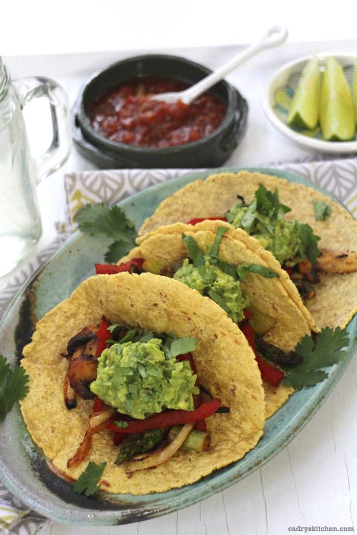 Vegan Grilled Mushroom & Asparagus Fajitas