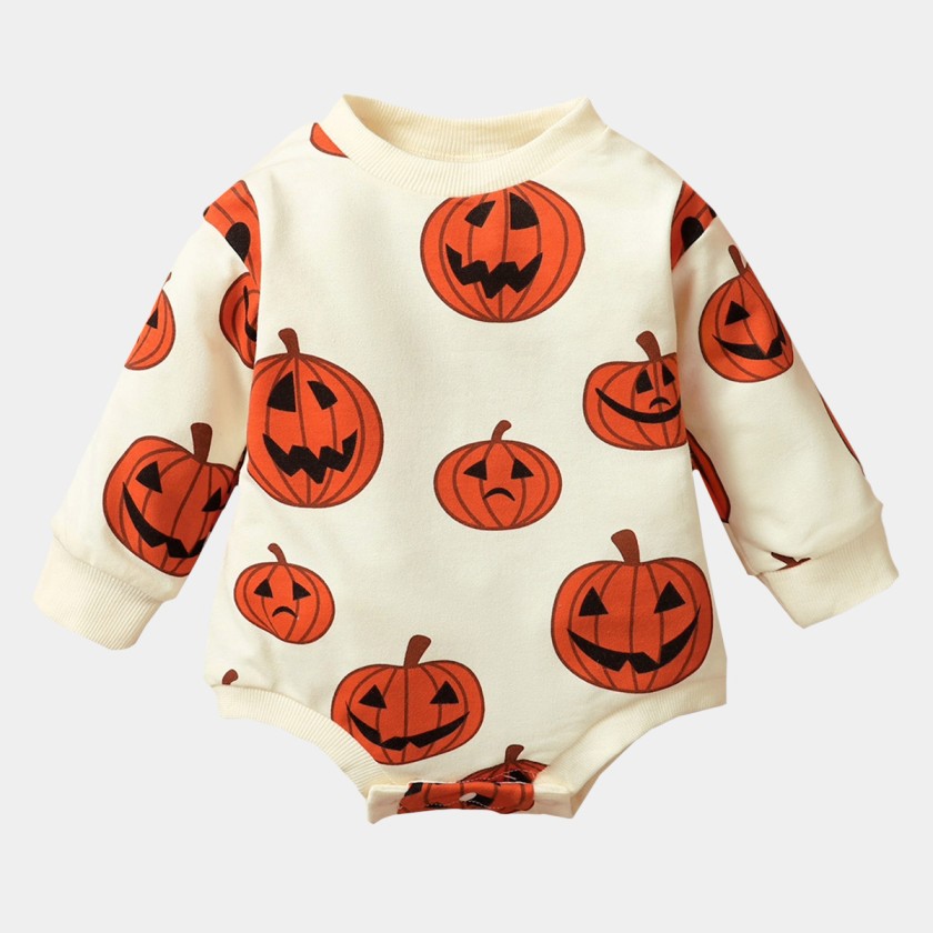 Pumpkin Print Sweatshirt Bodysuit