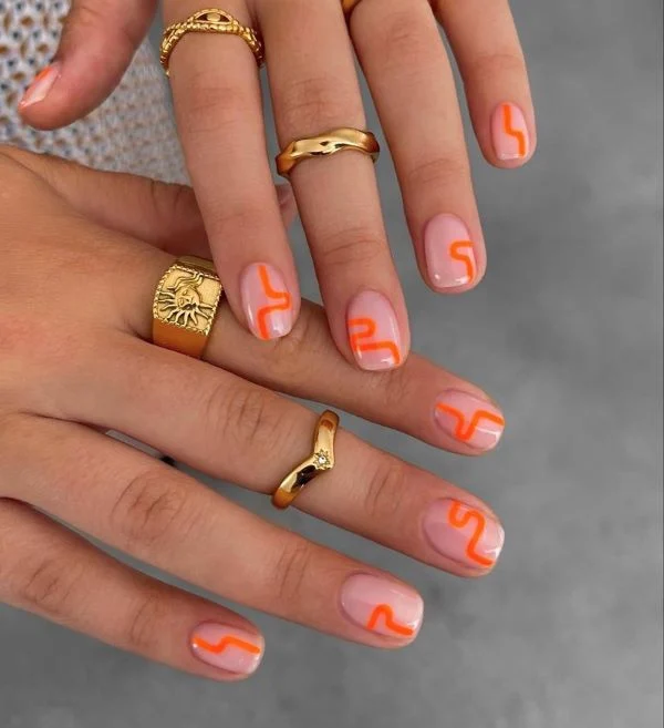 Abstract Squiggle Nail Design