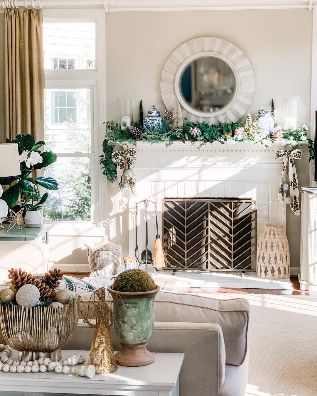 Bright and Elegant Holiday Mantel