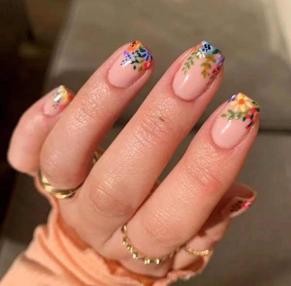 Floral Tip Nail Design