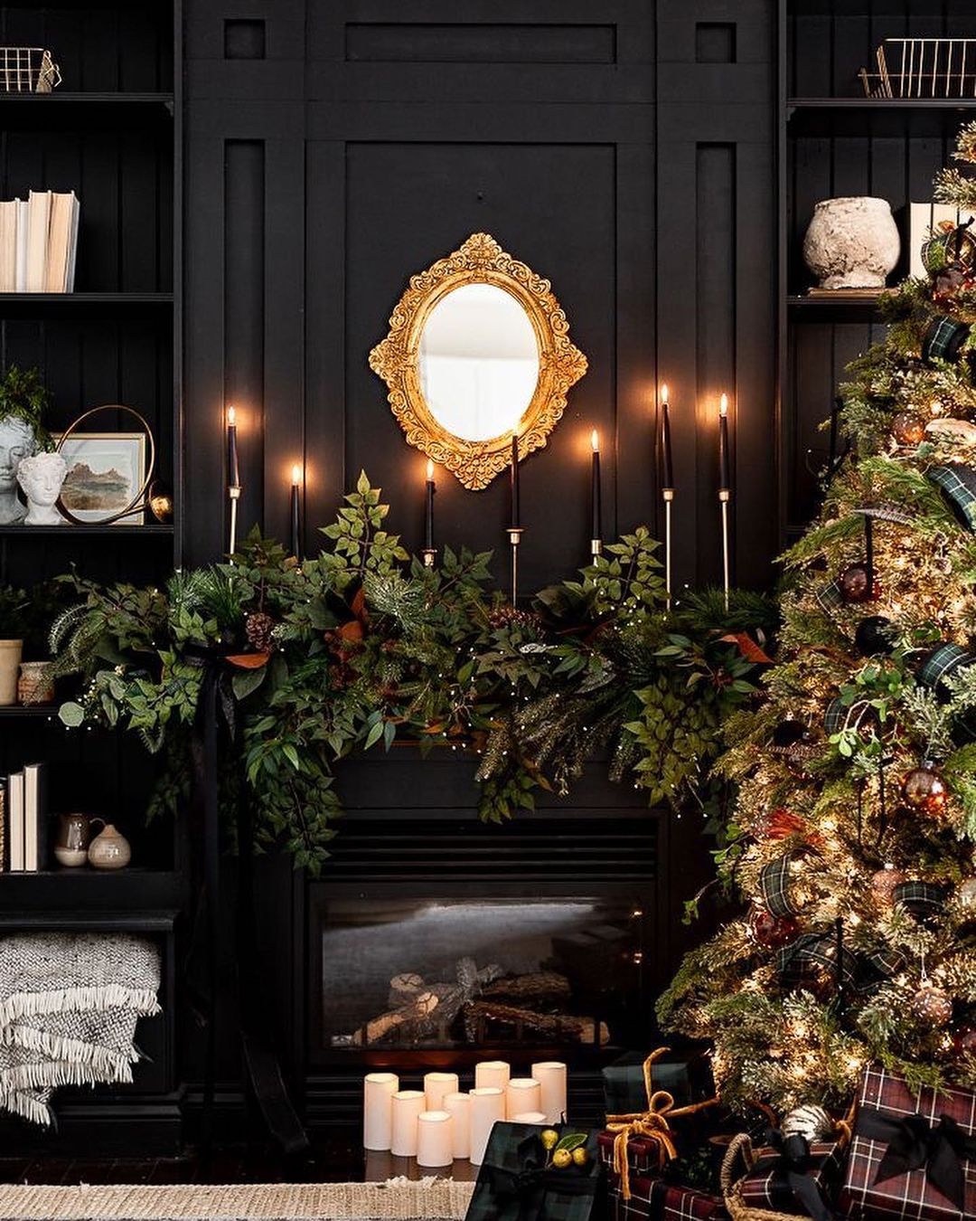 Luxe Holiday Mantel with Gold Accents