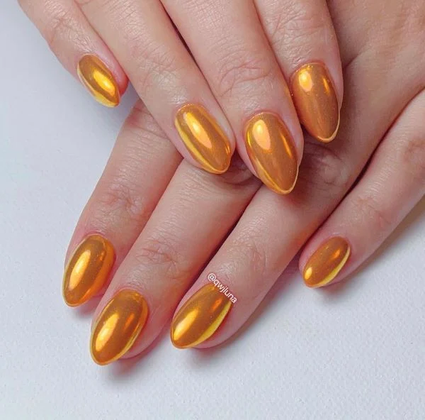 Orange Chrome Nails