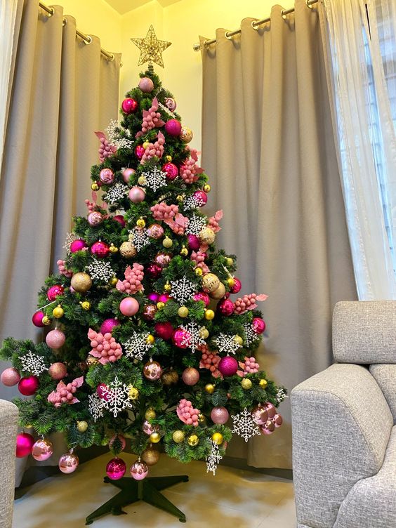 Pink and gold Christmas tree