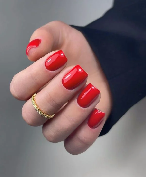 Short Cherry Red Nails