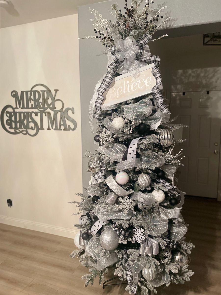 White, Grey and Black Christmas Tree