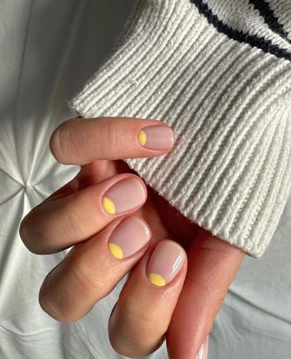 Yellow Half Moon Nails