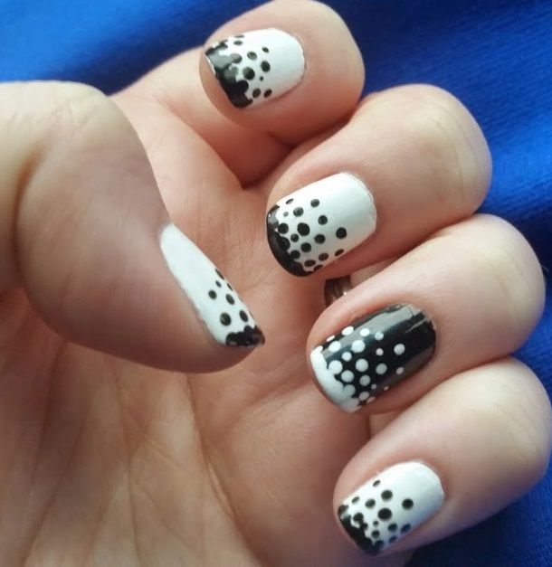 Black and White Dotty Nails