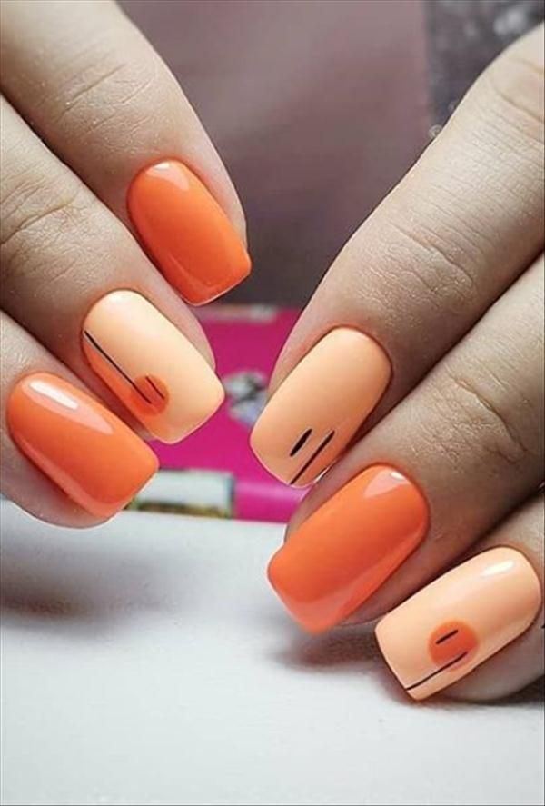 Neon orange manicure