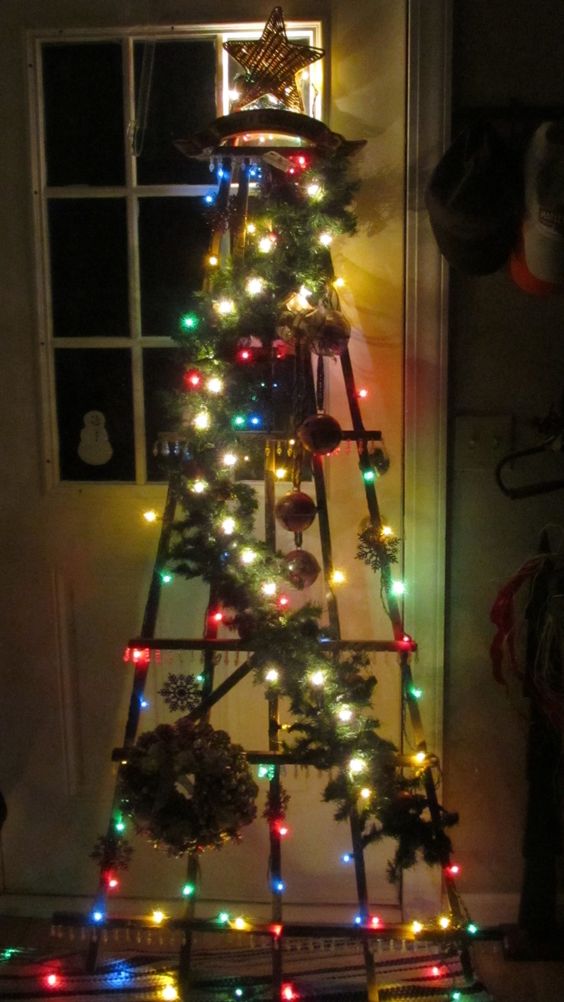 Old garden trellis, made into a Christmas tree