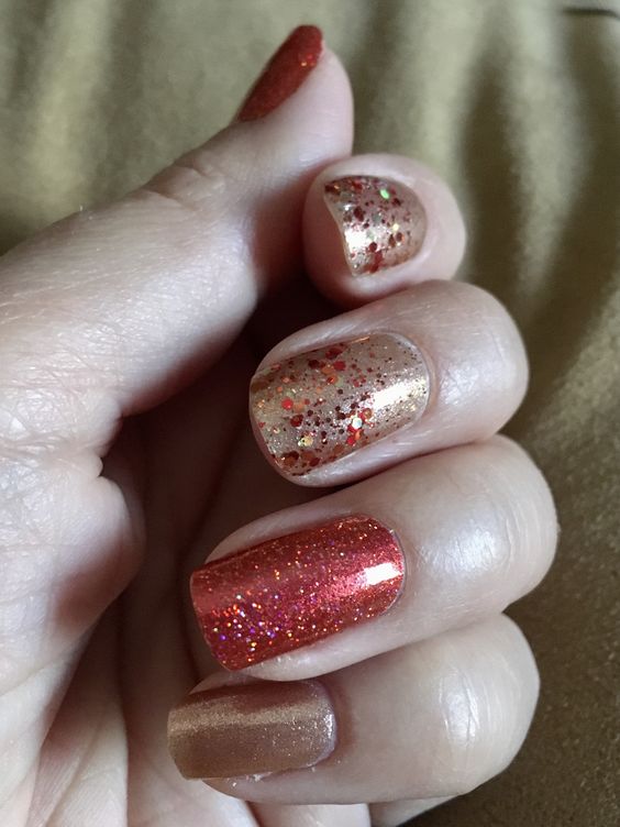 Color Street Fall mixed mani - New Year's Nail Art Ideas