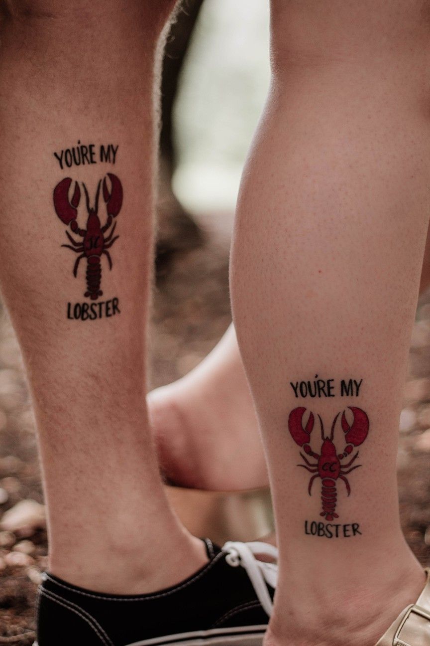 Couples tattoo lobster