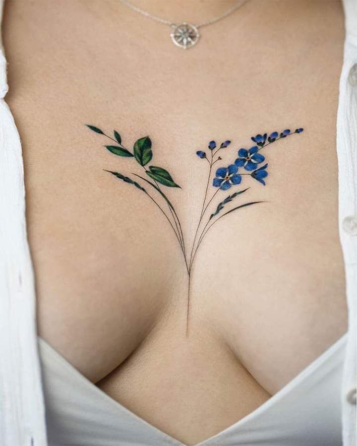 Stunning Chest Tattoo For Women