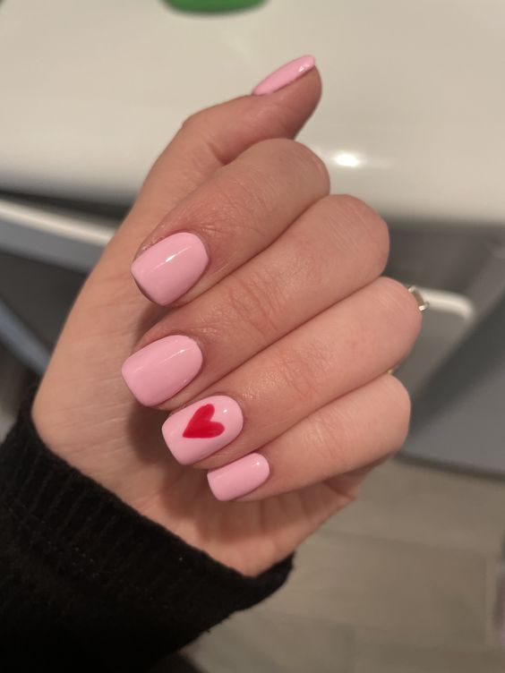 Fiery Pink Valentine's Day Nails