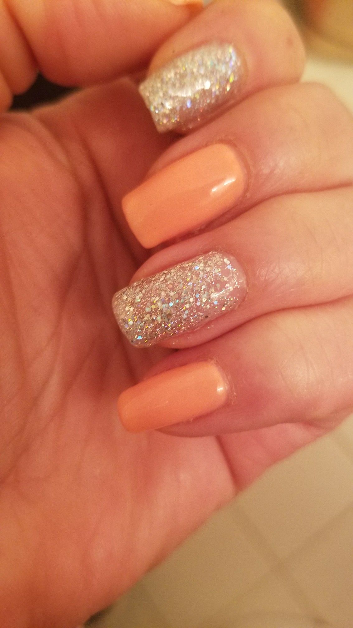 Glitters and orange stone extensions