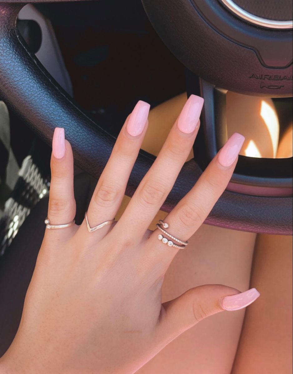 Light pink acrylic nails