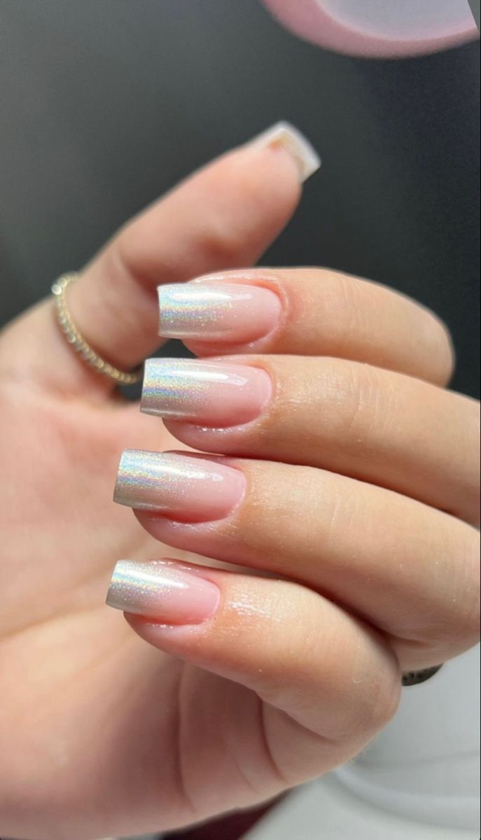 Nail with chrome powder tip