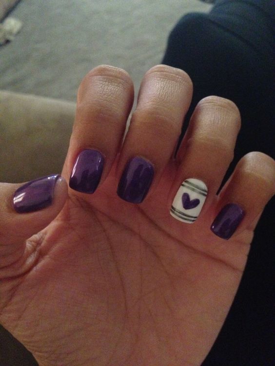 Purple Fall Nails with accent nail