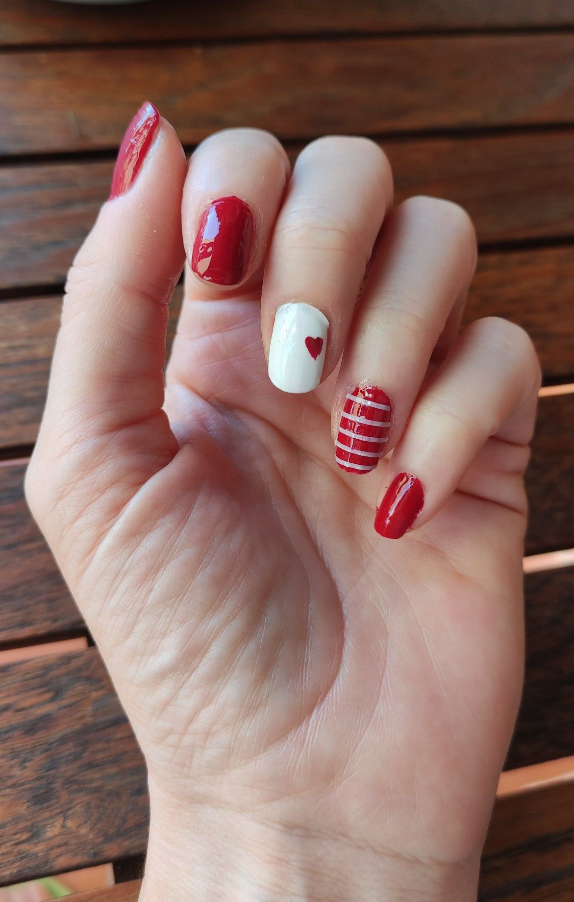 Red and white nails