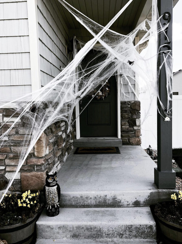 Cobwebs Surrounding the Porch Halloween Decor