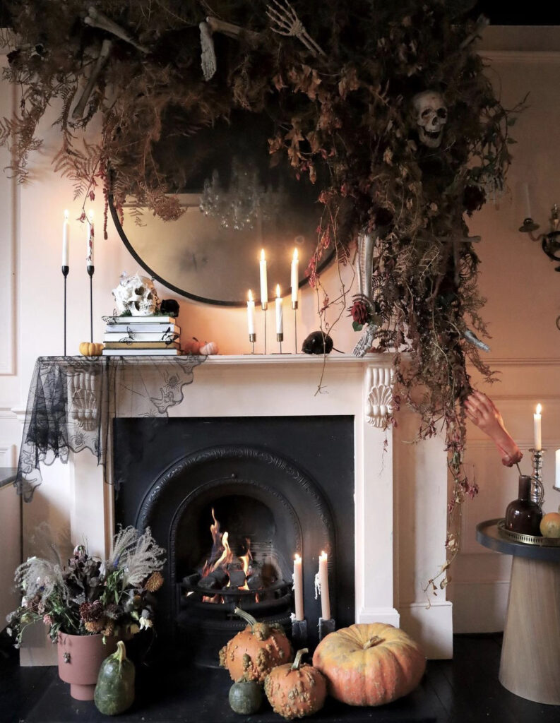 Mantle with Dramatic Greenery