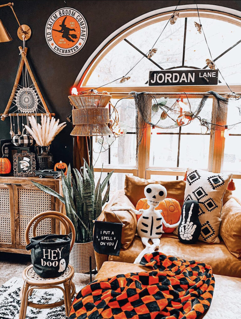 Maximalist Boho Halloween Living Room