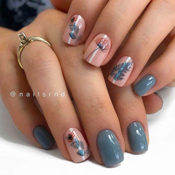 Pink and grey nails