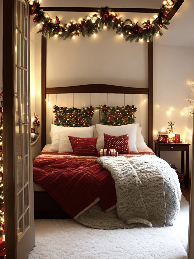 Cozy Christmas Canopy Bed