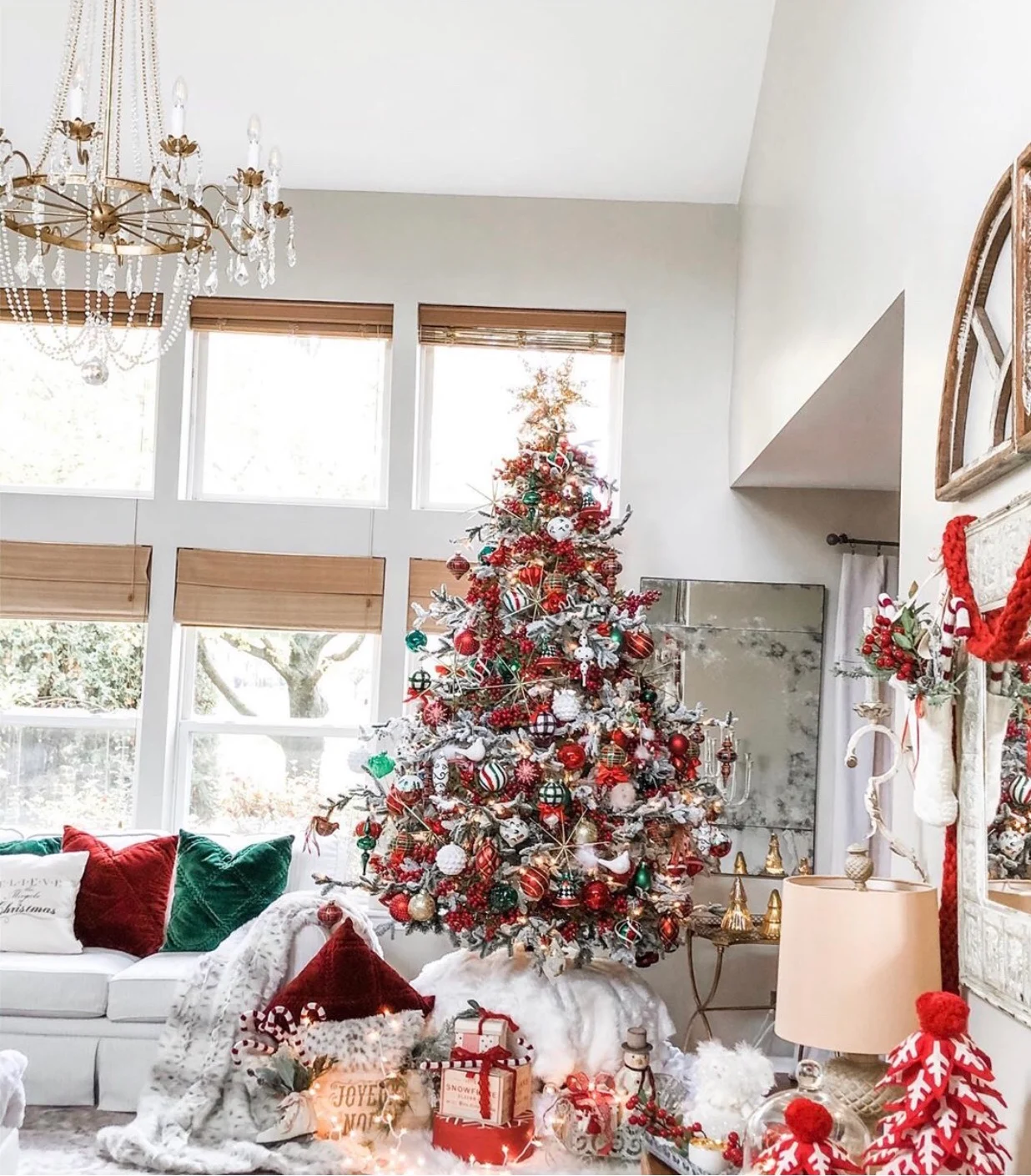 Red, White, Gold and Green Christmas Tree Decorations