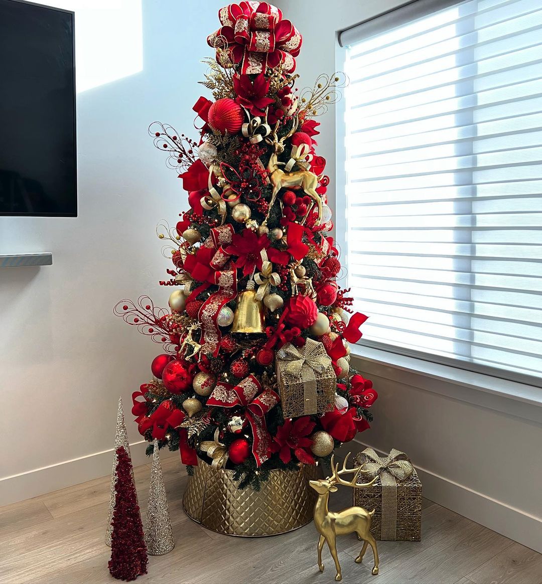 Red and Gold Tree with Playful Ornaments