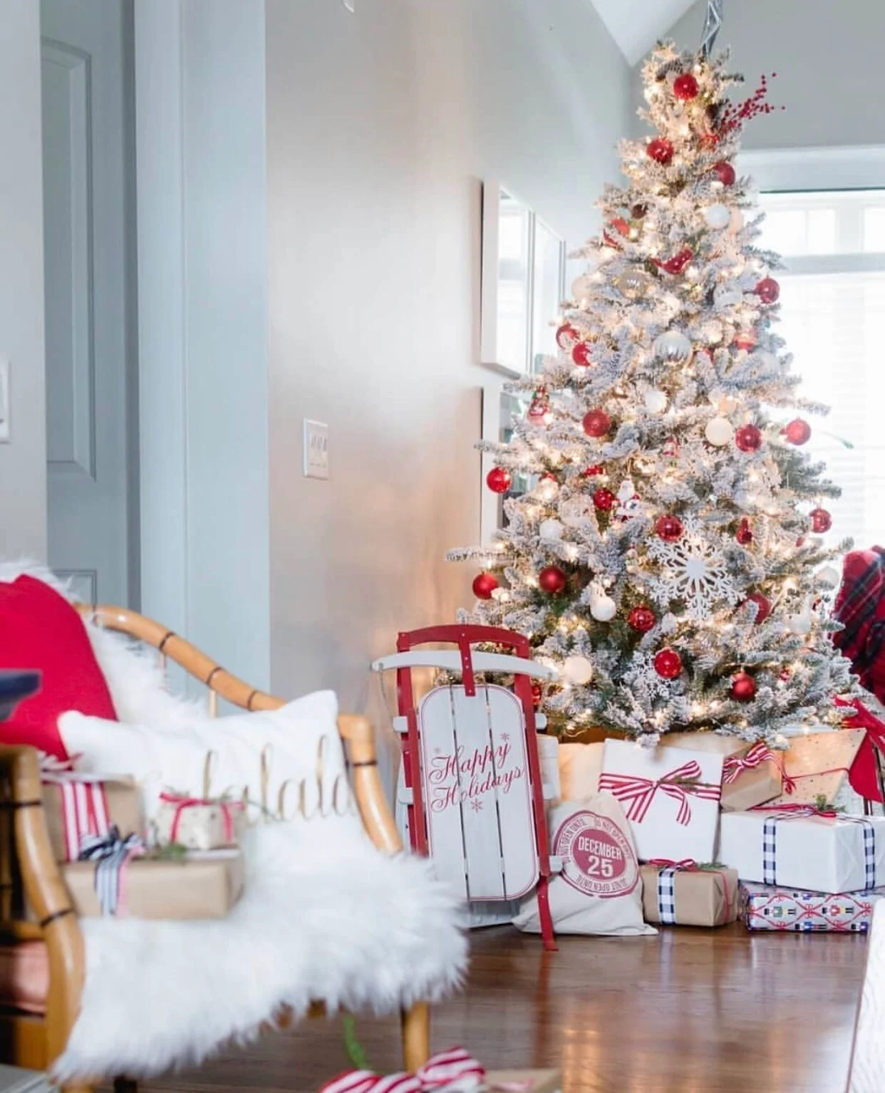 White and Red Christmas Tree