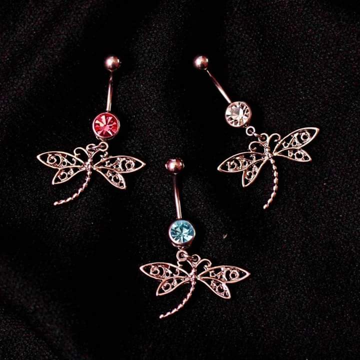 Butterfly Drop Piercing With Different Colored Stones