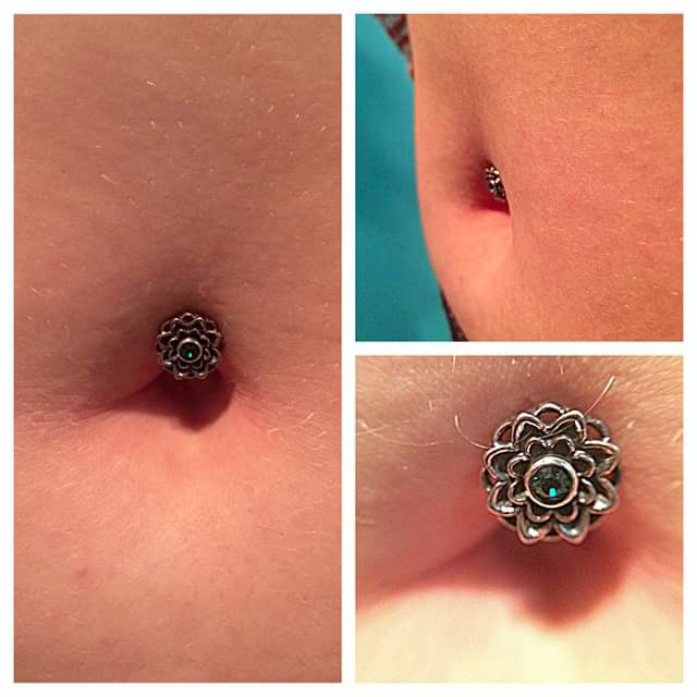 Distinct Floral Design Copper Shade Navel Piercing